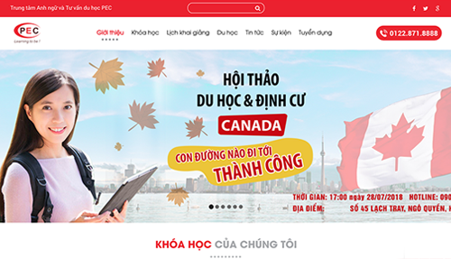 Thiết kế website Hệ thống Anh Ngữ PEC