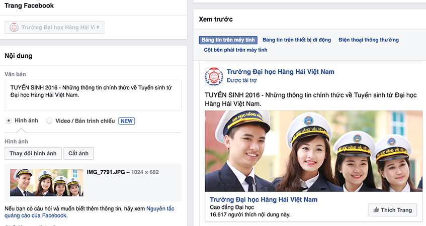 Quảng cáo Thang hạng trang/Thu hút like của Fanpage Reebonz Vietnam