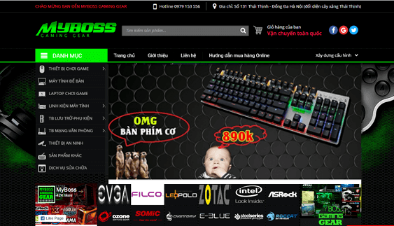 Thiết kế trang web linh kiện máy tính Myboss.vn