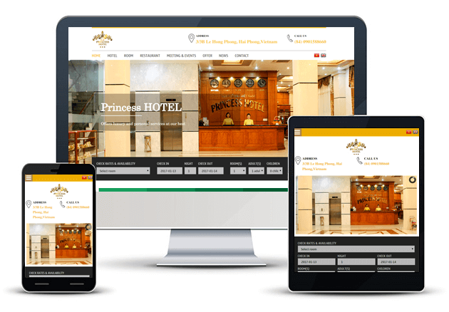 Website khách sạn công chúa Princesshotelhaiphong.vn